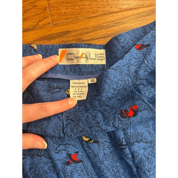 Chaus Novelty Print Blue Horse Dogs Equestrian English Hunt Skirt Size 10 - Picture 2 of 6